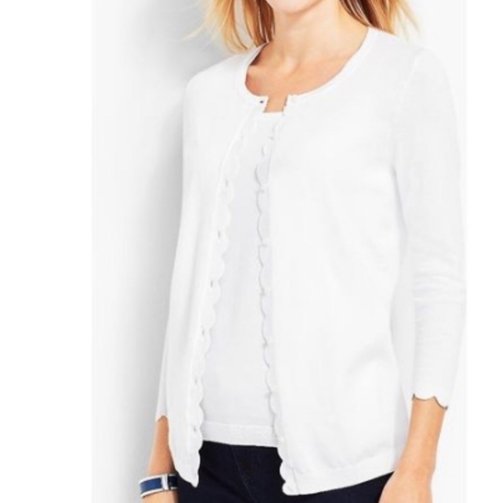 NWT $64 TALBOTS Charming Scallop cardigan PS